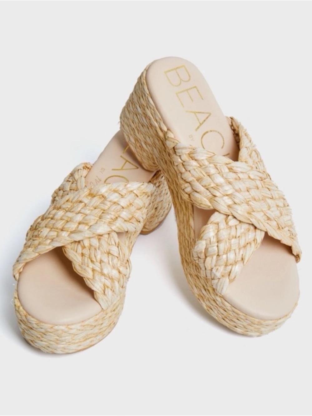 Beach by Matisse - Reflection Natural Raffia Platform Slide Sandals